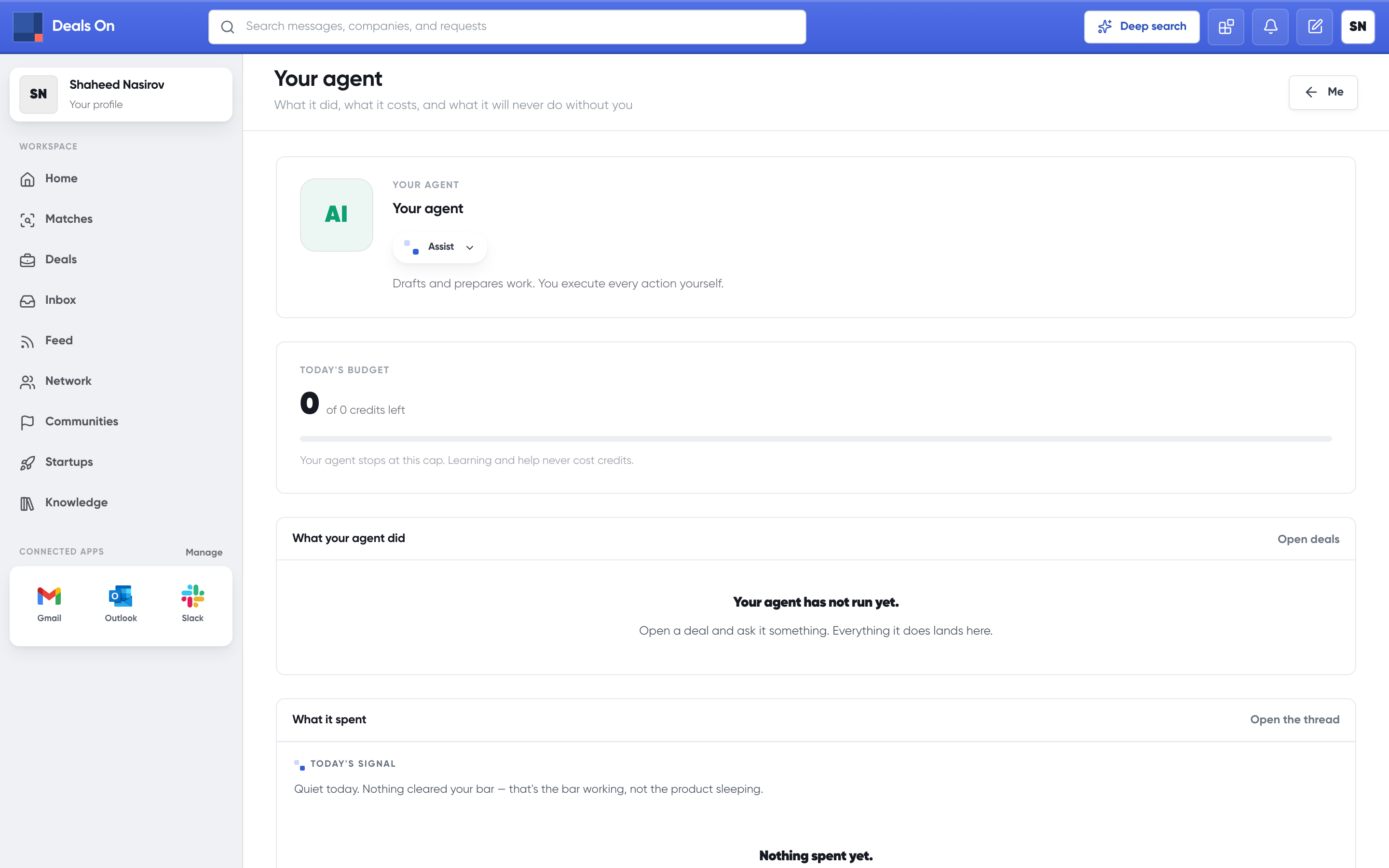 The agent screen showing what it did overnight and what is waiting for approval